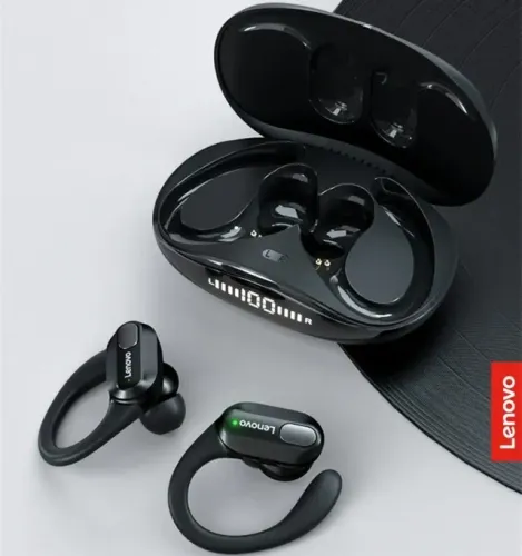 Fone de Ouvido Lenovo XT80 Gancho Sem Fio Bluetooth 5.3 Corrida Ciclismo À Prova D'água
