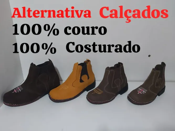 botina 100% couro, 100% costurado, 19/20/21/22/23/24/25/26/27/28/29/30/31/32/33/34/35/36