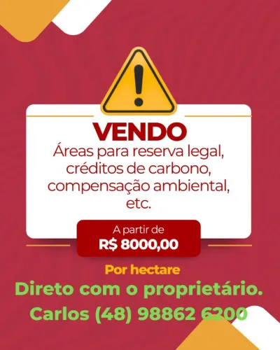Vendo terreno para Reserva Legal, Créditos de Carbono, Compensação Ambiental, Exploração