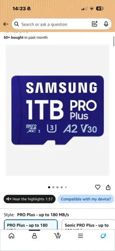 Cartão sd Samsung pro plus 1tb