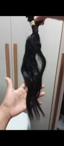 Cabelo humano ele está do jeito da foto do tamanho da foto..