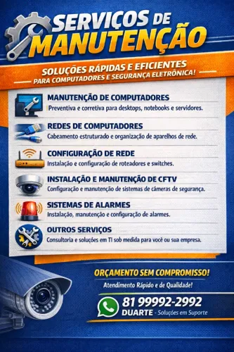 Suporte Técnico em Informática | Redes | Câmeras CFTV | Manutenção de Computadores