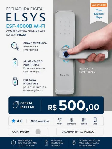 Fechadura Eletrônica Elsys - Com digital