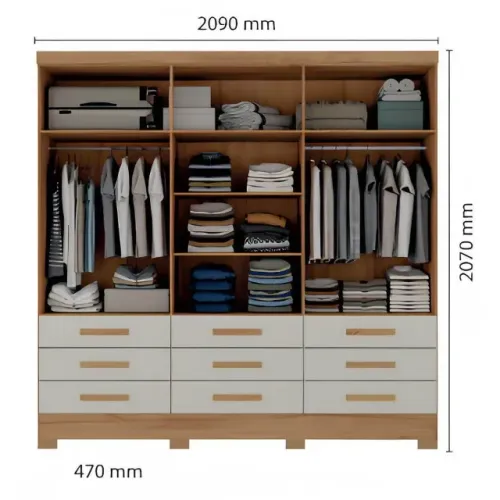 Guarda Roupa Casal C/2.09cm de Largura 9 Gavetas Vila Velha Novo Direto da Fabrica 