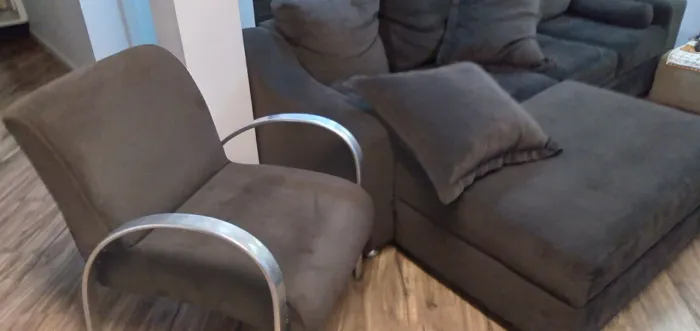 Conjunto sofá marrom
