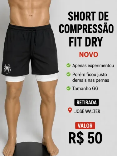 Short masculino de compressão fit dry