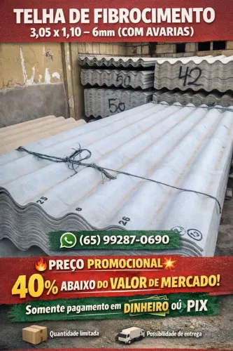 Telha 3,05x1,10 6mm pequenas avarias 