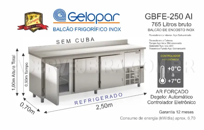 Balcão Frigorífico de Encosto (Balcão de cosinha industrial)
