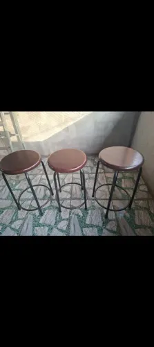 Trio de banquetas madeira maciça