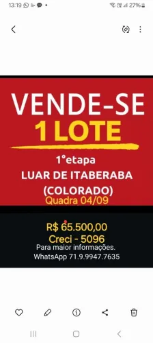 Vende-se Terreno COLORADO, Luar de Itaberaba 