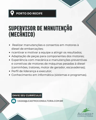 Supervisor de Manutenção de motores Diesel