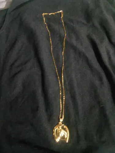 Cordão masculino dourado com pingente de cavalo*novo*!