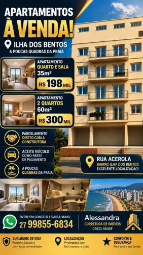 PROMRRO BAIRRO ILHA DOS OBRAS INICIADA APTOS DISPONÍVEL A VENDA A PARTIR DE 198 MIL REAIS