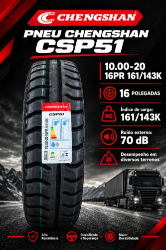 Pneu 1000-20 Borrachudo Chengshan CSP57 146/143k 16 Lonas (Pneu de Caminhão Borrachudo)