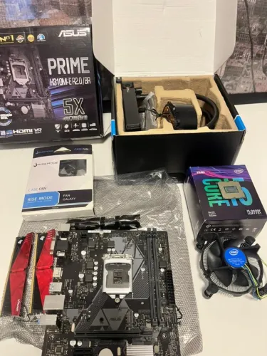Kit PC - Processador i5-9400F, 16gb de RAM (2X8gb), placa mãe H310M-E e Water cooler