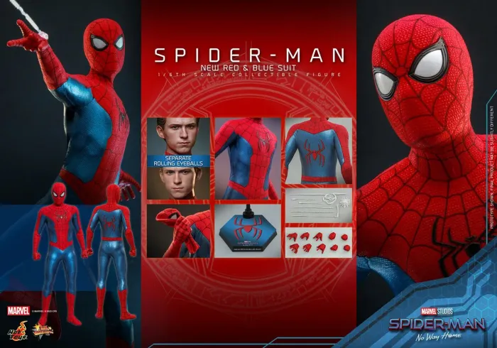 Hot Toys Homem-Aranha Sem Volta para Casa Roupa Azul e Vermelha Spider-Man 1/6 Marvel