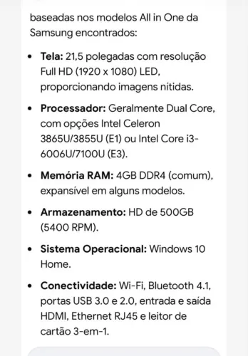 Desktop all in one Samsung