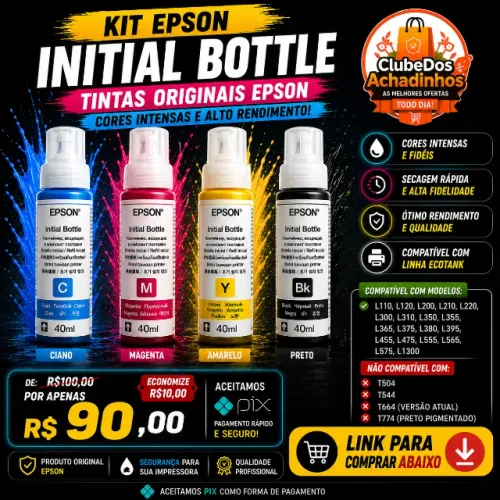 Kit Epson Initial Bottle Para Impressoras