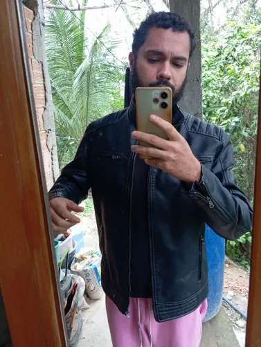 Casaco de couro sintético masculino