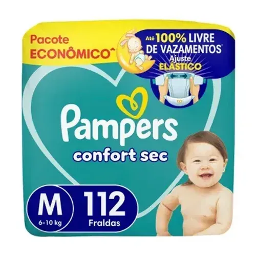 PROMOÇÃO FRALDA (M) PAMPERS CONFORT SEC - 112 FRALDAS