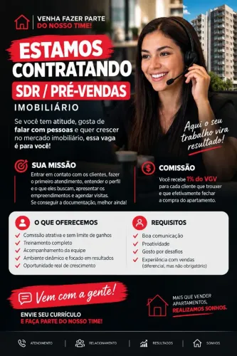 Vaga para Pré vendas (SDR) Home Office 100% Comissionada.