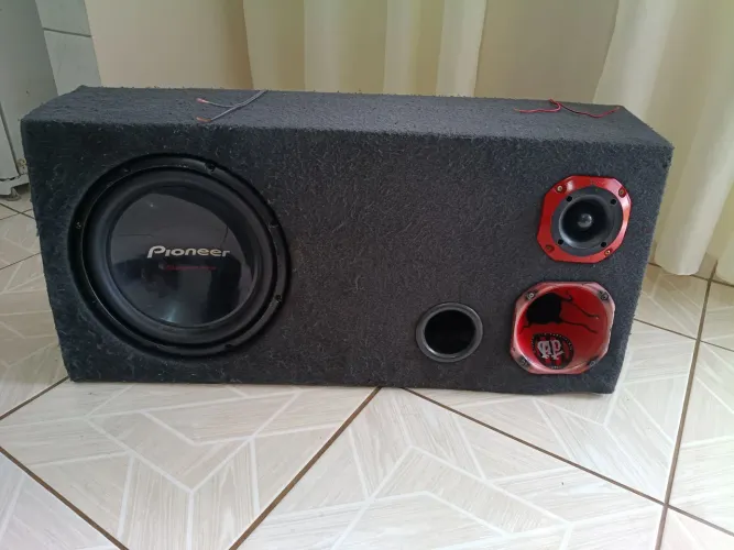 Som automotivo box trio sub corneta e tweeter