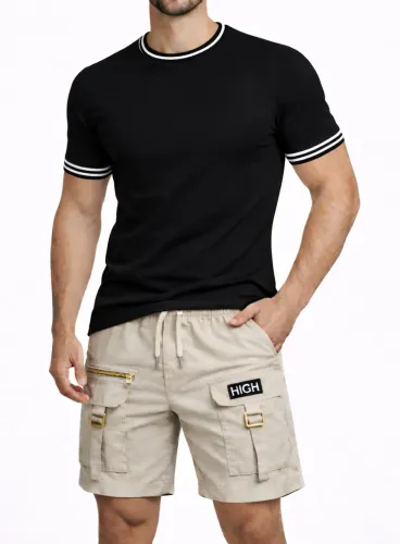 Kit Camisa Preta e Bermuda Sarja 