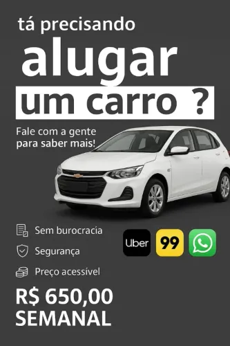 Alugo carros para motoristas de aplicativo, Uber, 99 e In drive.