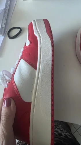TÊNIS - BRANCO COM VERMELHO - SATINATO - 36 (Inspirado no Nike Court Vision Low)