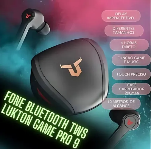 Fone Gamer Bluetooth Pro 9 Preto 65ms Super qualidade jogos e músicas