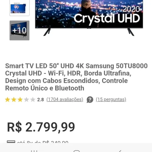 Samsung 50 polegadas R$ 1750,00 