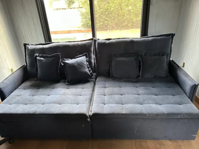 Sofá azul camurça novo! 2,50 x 1,30