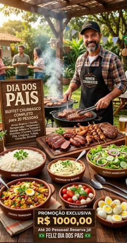 Promoção Buffet completo para 20 pessoas dia dos pais