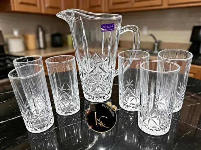 Kit Jarra de Vidro 1L + 6 Copos de 1.800ml Entregamos