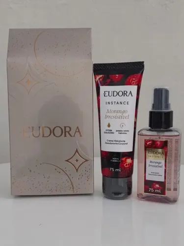 Kit Eudora Morango Irresistível Colônia 75 ml + Hidratante corporal 75 ml + Caixa