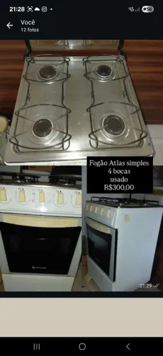 Fogão 4 bocas, simples, usado, aceito negociação 