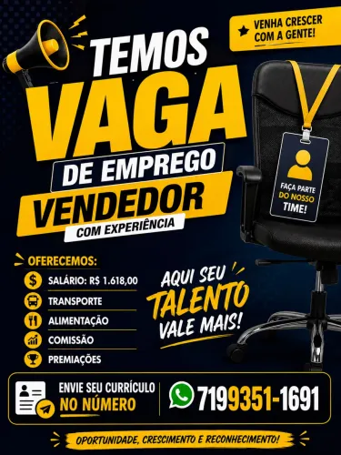 VAGA VENDEDOR INTERNO
