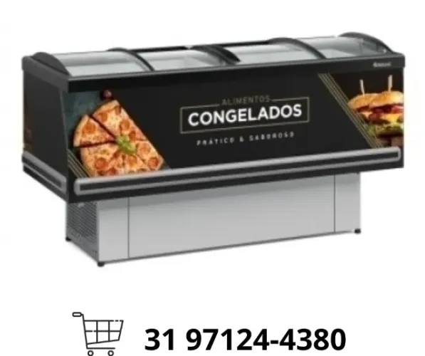 Ilha para Congelados 1,9M Vidro Curvo Gelopar