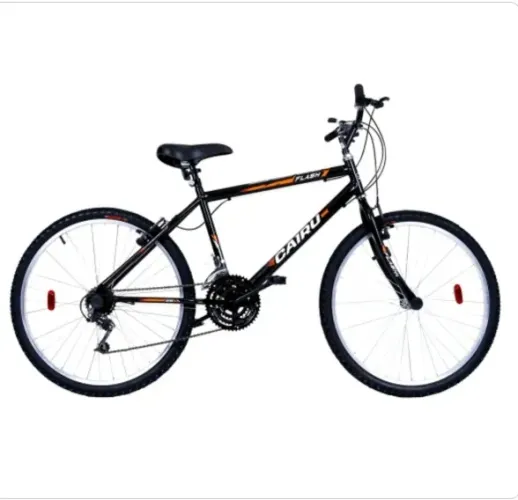 Bicicleta Aro 26 MTB Flash 21 Marchas Preta e Laranja Freio V-Brake