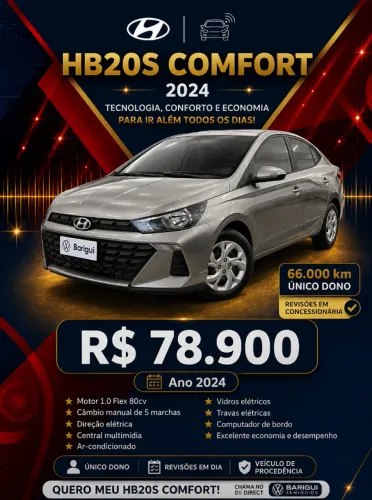 Hyundai HB20S Comfort 1.0 Flex 12V Mec. 2024