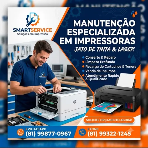 Conserto e manutenção de impressoras jato de tinta e laser