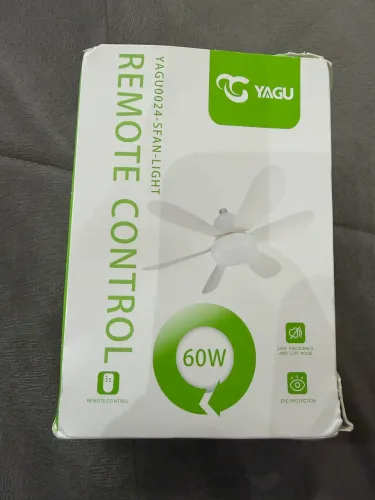 Ventilador de Teto 60W Silencioso Lâmpada Forte com LED, Controle e 6 Pás Soquete