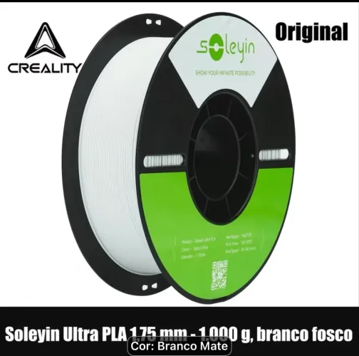 Filamento para Impressora 3D Creality Soleyin Ultra PLA 1.75mm 1KG, branco fosco ou cinza