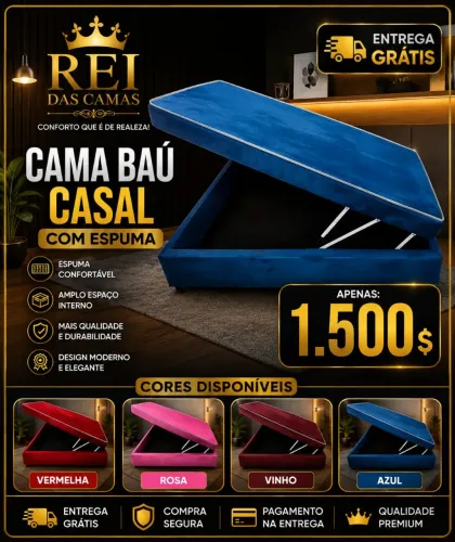 Cama baú casal já com espuma