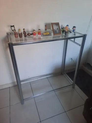 APARADOR INOX TAMPO DE VIDRO