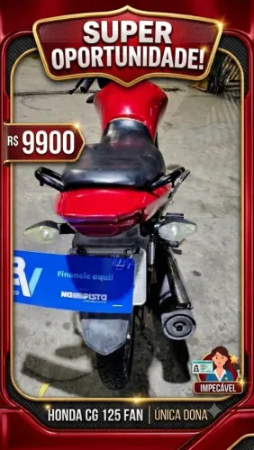 procurando uma moto econômica para você trabalhar encontrou Fan 125 CG KS única dona de 9