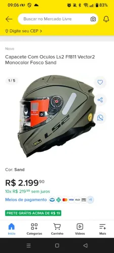 Capacete LS2 com óculos vector 2 ff811 monocolor fosco sand