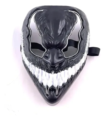Máscara LED Venom com Luzes Brancas Plástico Carnaval Halloween Spider