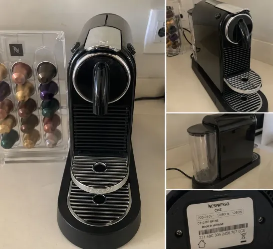 Cafeteira Nespresso CitiZ Preta + Porta Cápsulas - Ótimo Estado