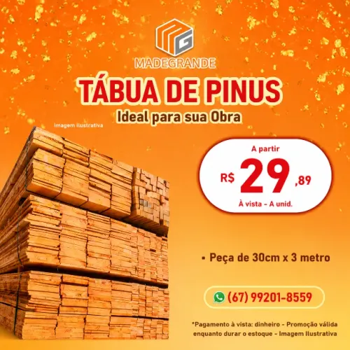 Tábua de Pinus de 30 cm